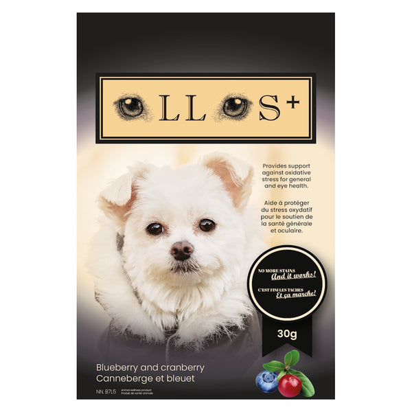 Ollos, solution naturelle pour les yeux tachés des chiens canneberge et bleuet 30 g