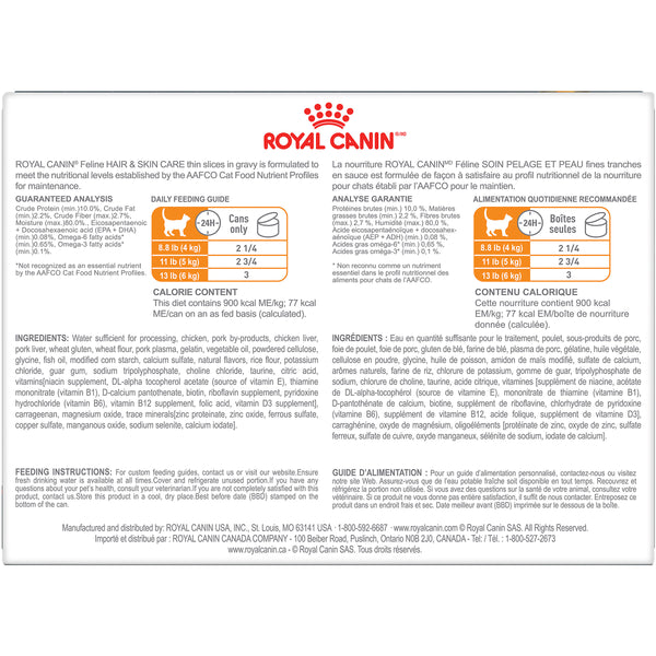 SOIN PELAGE ET PEAU FINES TRANCHES EN SAUCE – nourriture en conserve pour chats - Emballage de 12 boîtes, 85 g, (3 oz)