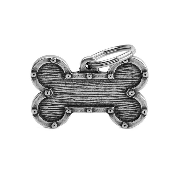 Médaille pour chien Bronx Os Futuriste en Argent Antique