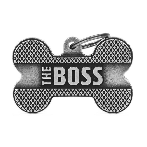 Médaille pour chien Bronx Os "The Boss" en Argent Antique