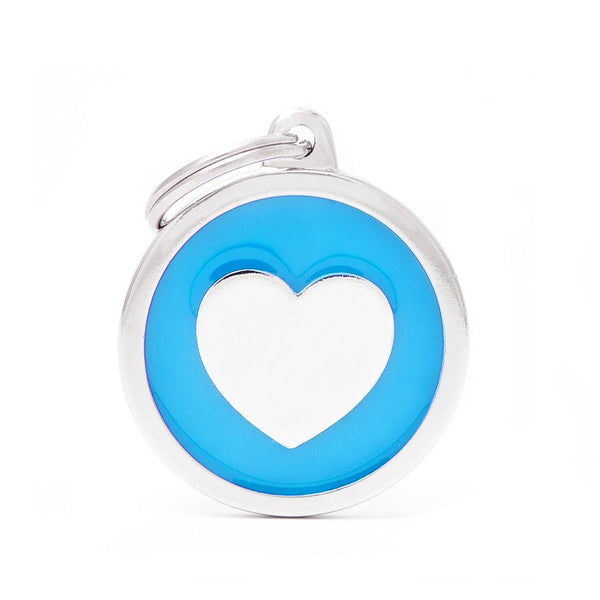 Médaille pour chien Classic Cercle Grand Bleu Ciel avec Coeur