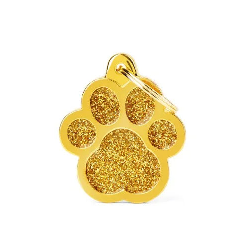 Médaille pour chien Shine Patte Paillettes Dorée