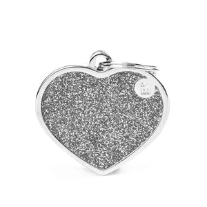 Médaille pour chat et petit chien Shine Coeur Paillettes Grise