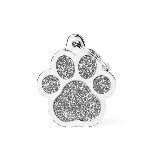 Médaille pour chien Shine Patte Paillettes Grise