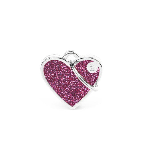 Médaille pour chat et petit chien Shine Coeur Paillettes Rose