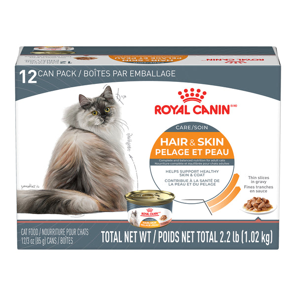 SOIN PELAGE ET PEAU FINES TRANCHES EN SAUCE – nourriture en conserve pour chats - Emballage de 12 boîtes, 85 g, (3 oz)