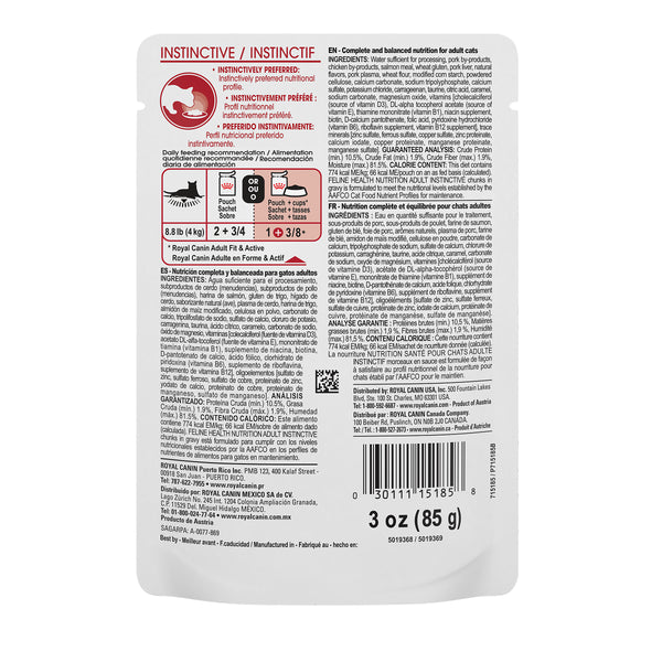 ADULTE INSTINCTIF BOUCHÉES EN SAUCE – nourriture sachet pour chats, 85 g, (3 oz)
